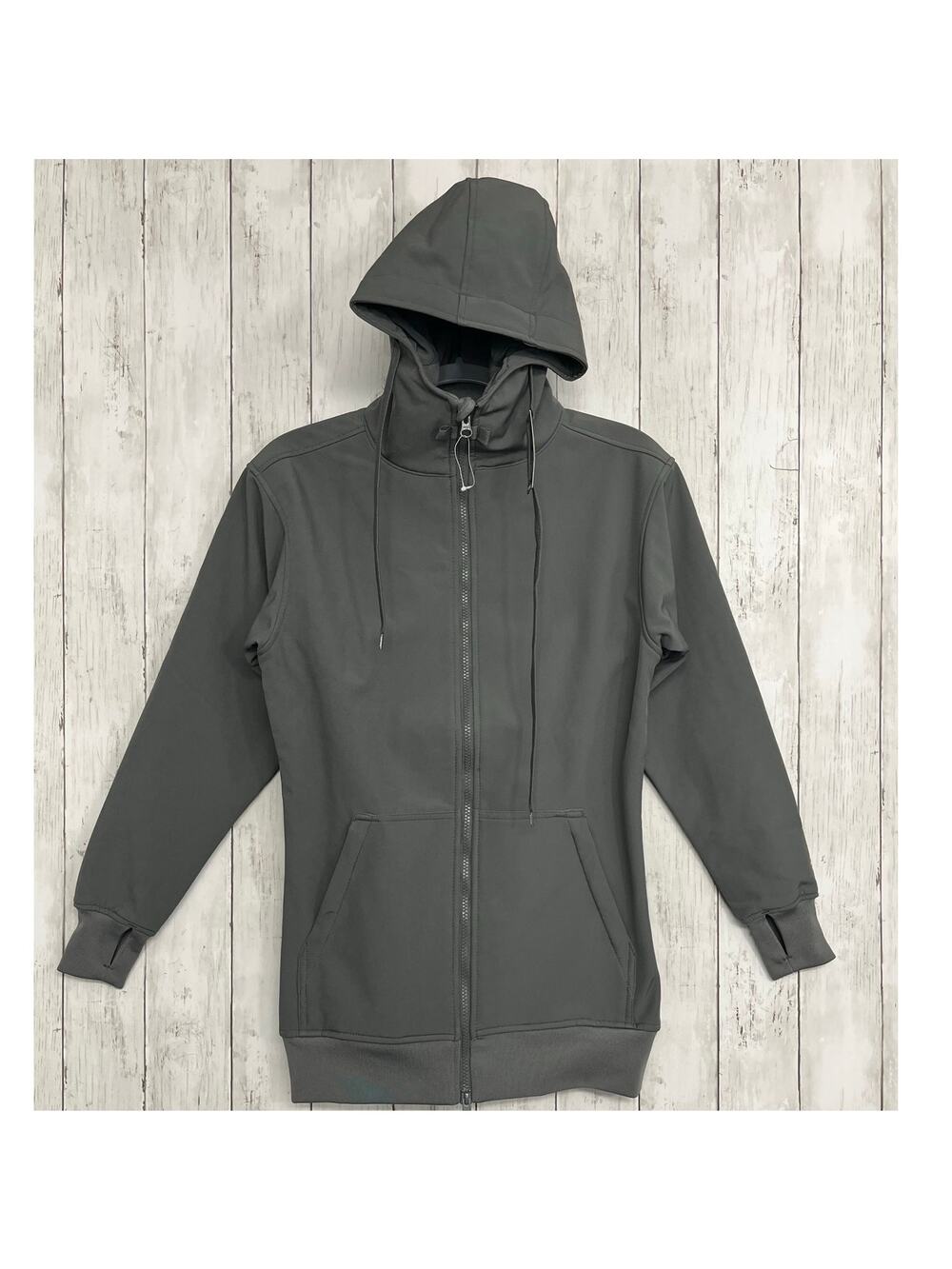 CG Habitats Tech Zip Hoodie Gray Thumb Holes Breathable Zip Pockets Jacket Small